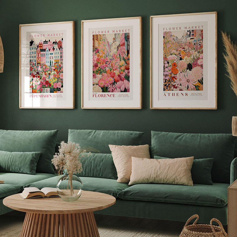 3-Pack Poster – Flower Market i Pastell & Retrostil