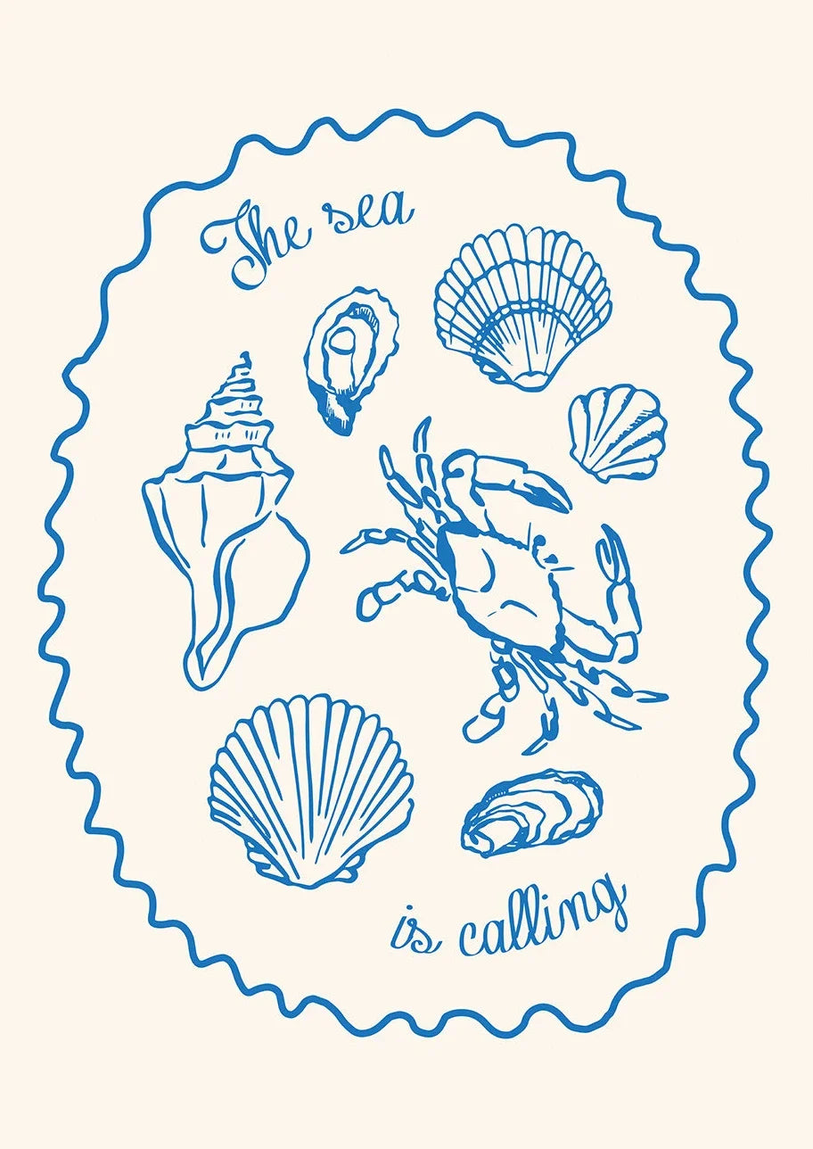 Somrig Poster – "Seashells Meet Me At The Beach" i La Dolce Vita-stil