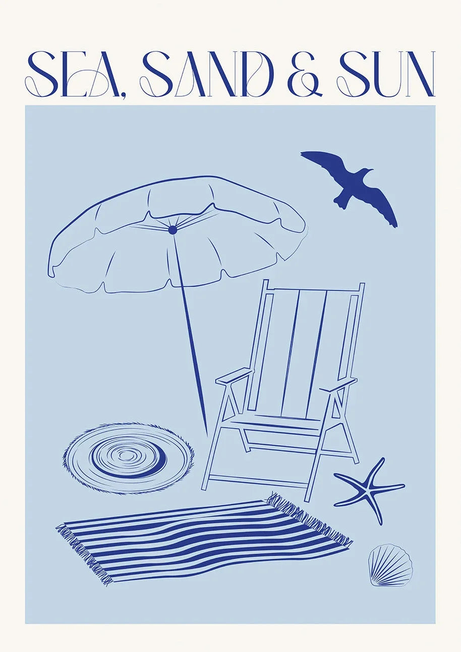 Somrig Poster – "Seashells Meet Me At The Beach" i La Dolce Vita-stil