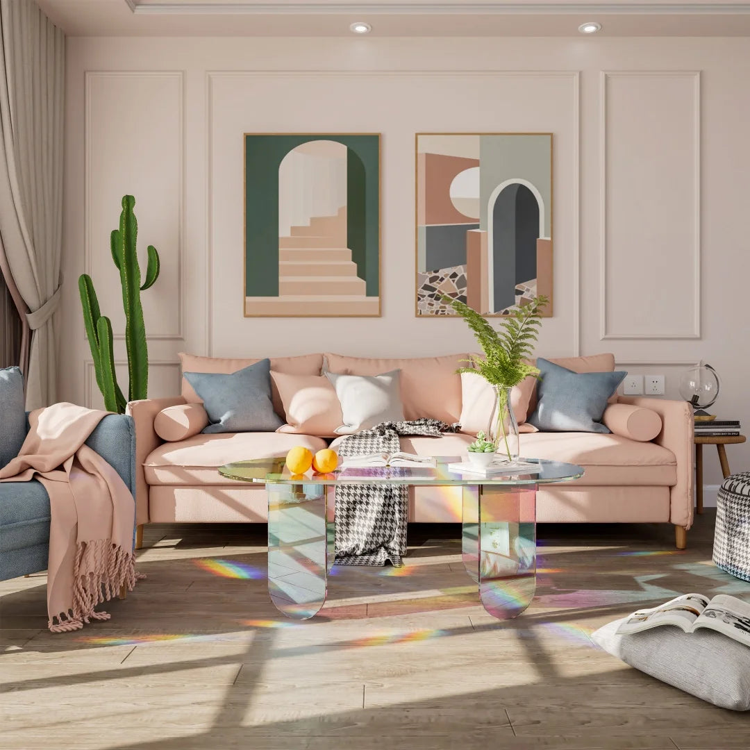 Iris Soffbord – Akryl, Oval, Regnbågsglans