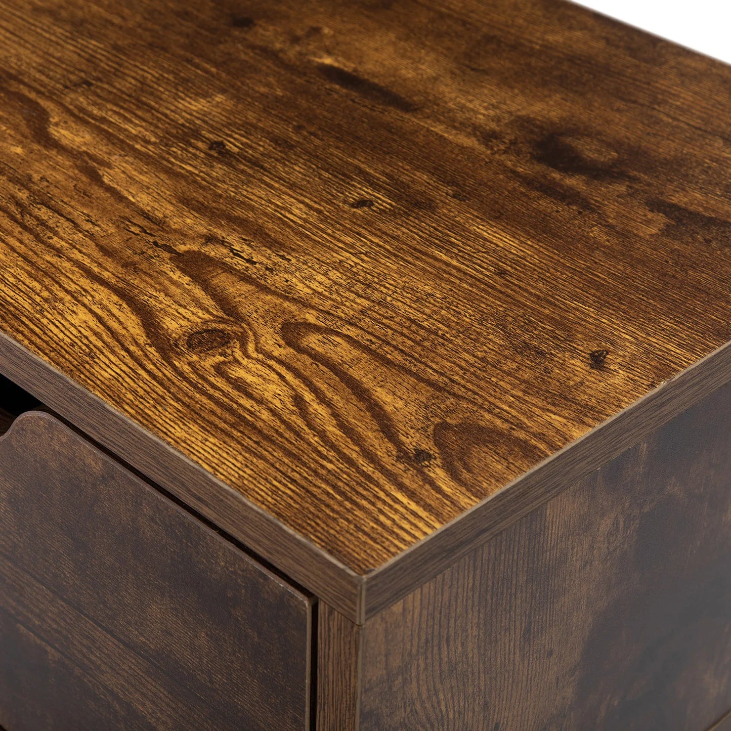 Sängbord i retrobrun med svartlackerade ben