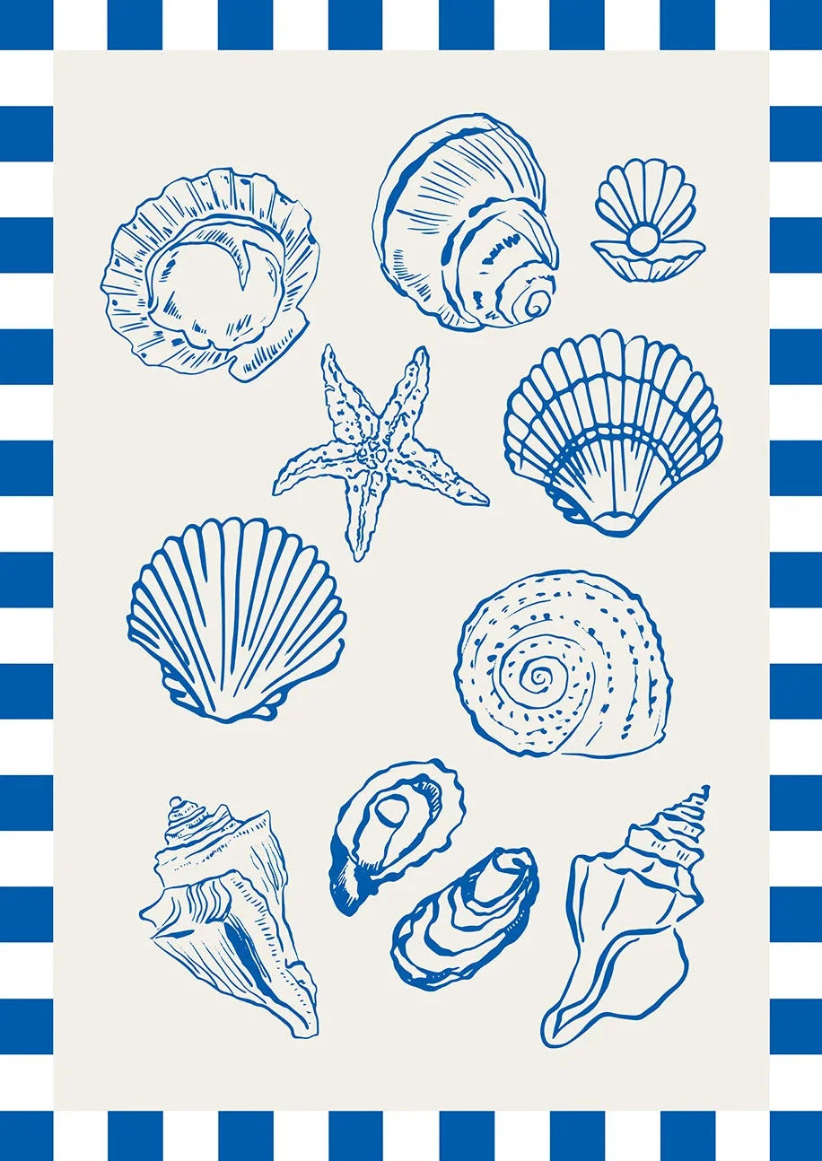Somrig Poster – "Seashells Meet Me At The Beach" i La Dolce Vita-stil
