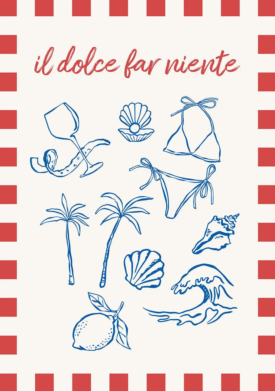 Somrig Poster – "Seashells Meet Me At The Beach" i La Dolce Vita-stil