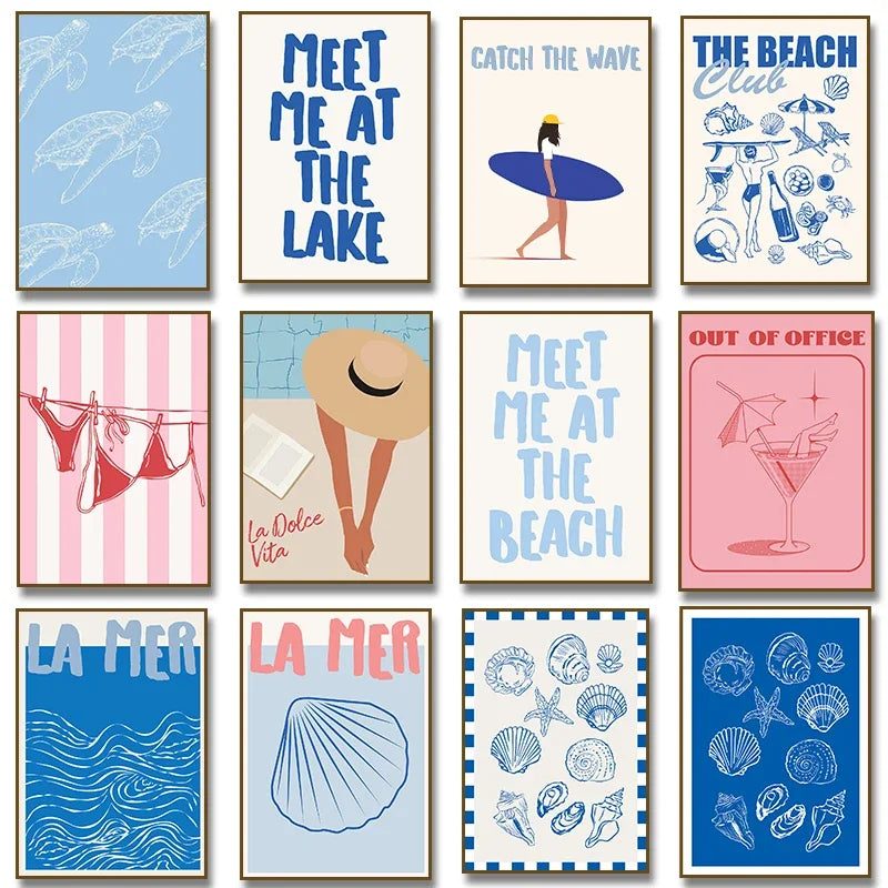 Somrig Poster – "Seashells Meet Me At The Beach" i La Dolce Vita-stil