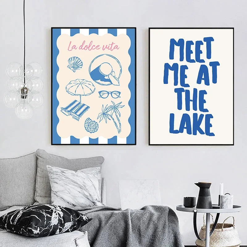 Somrig Poster – "Seashells Meet Me At The Beach" i La Dolce Vita-stil