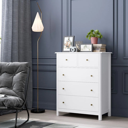 Vit Byrå – 5 Lådor