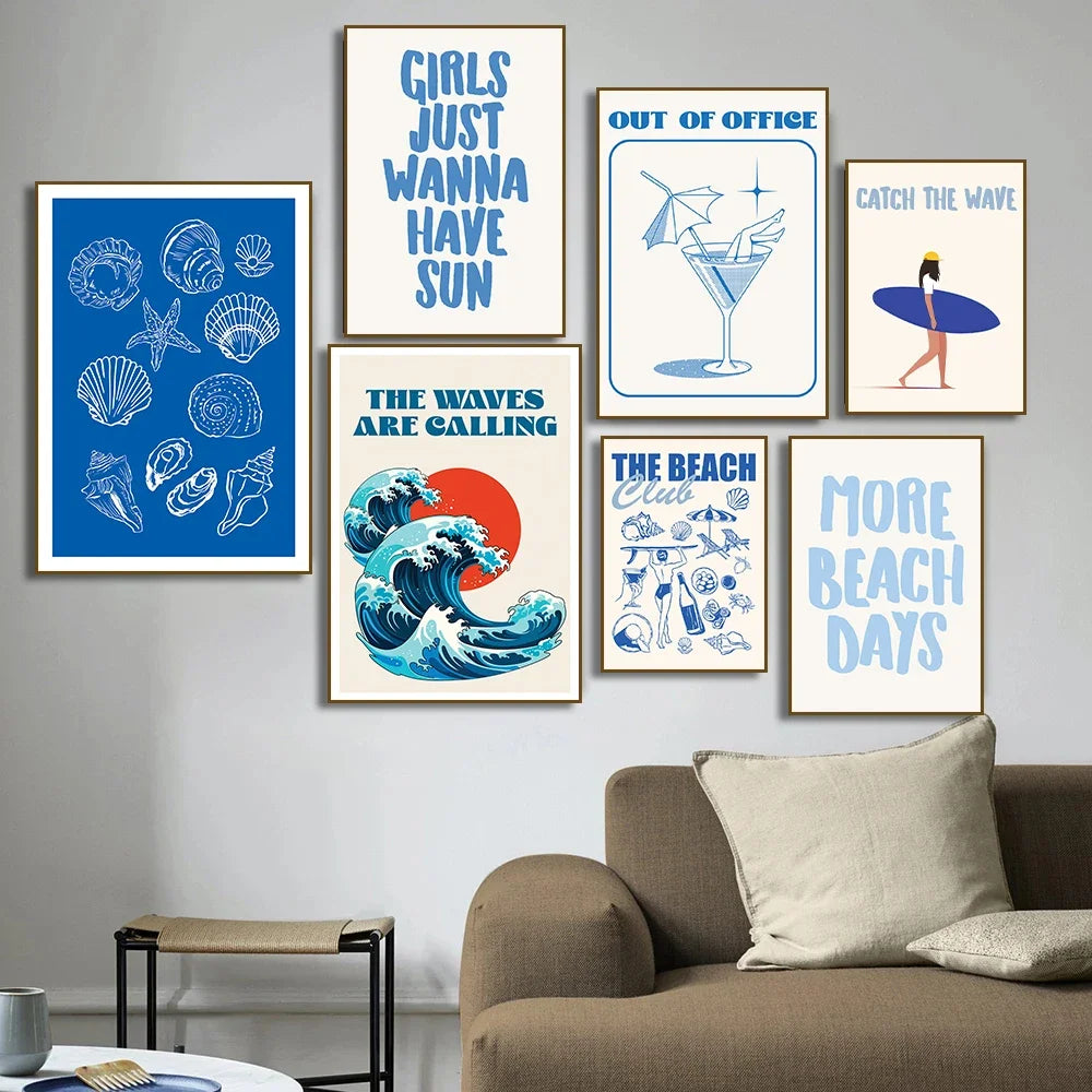 Somrig Poster – "Seashells Meet Me At The Beach" i La Dolce Vita-stil