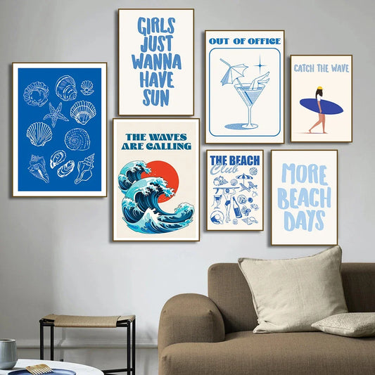 Somrig Poster – "Seashells Meet Me At The Beach" i La Dolce Vita-stil