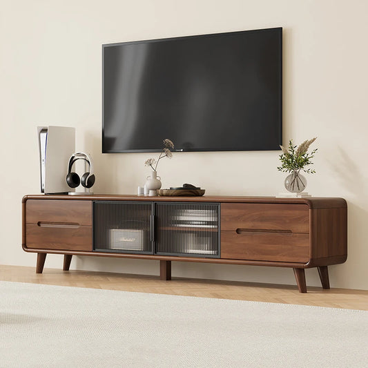 TV-bänk valnöt med glasluckor