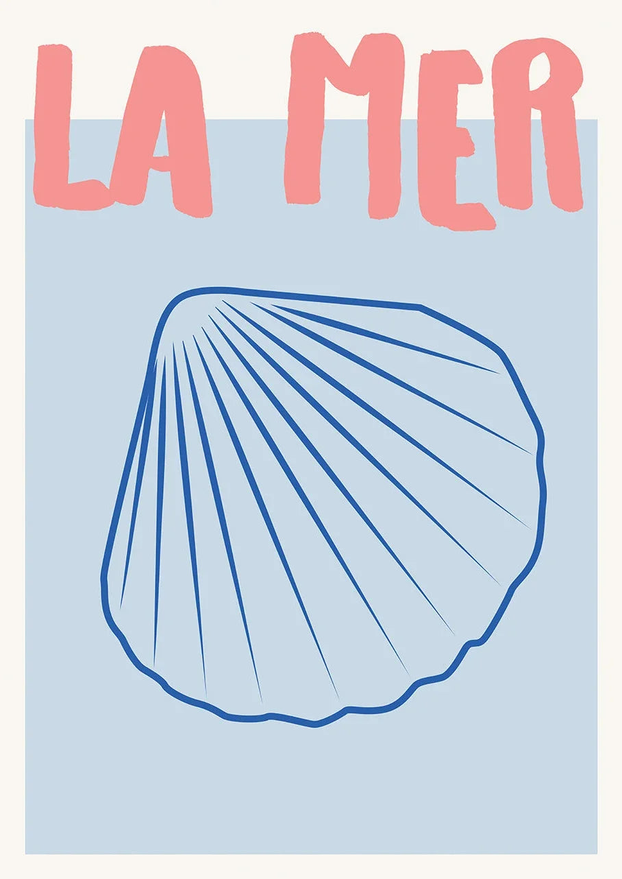 Somrig Poster – "Seashells Meet Me At The Beach" i La Dolce Vita-stil