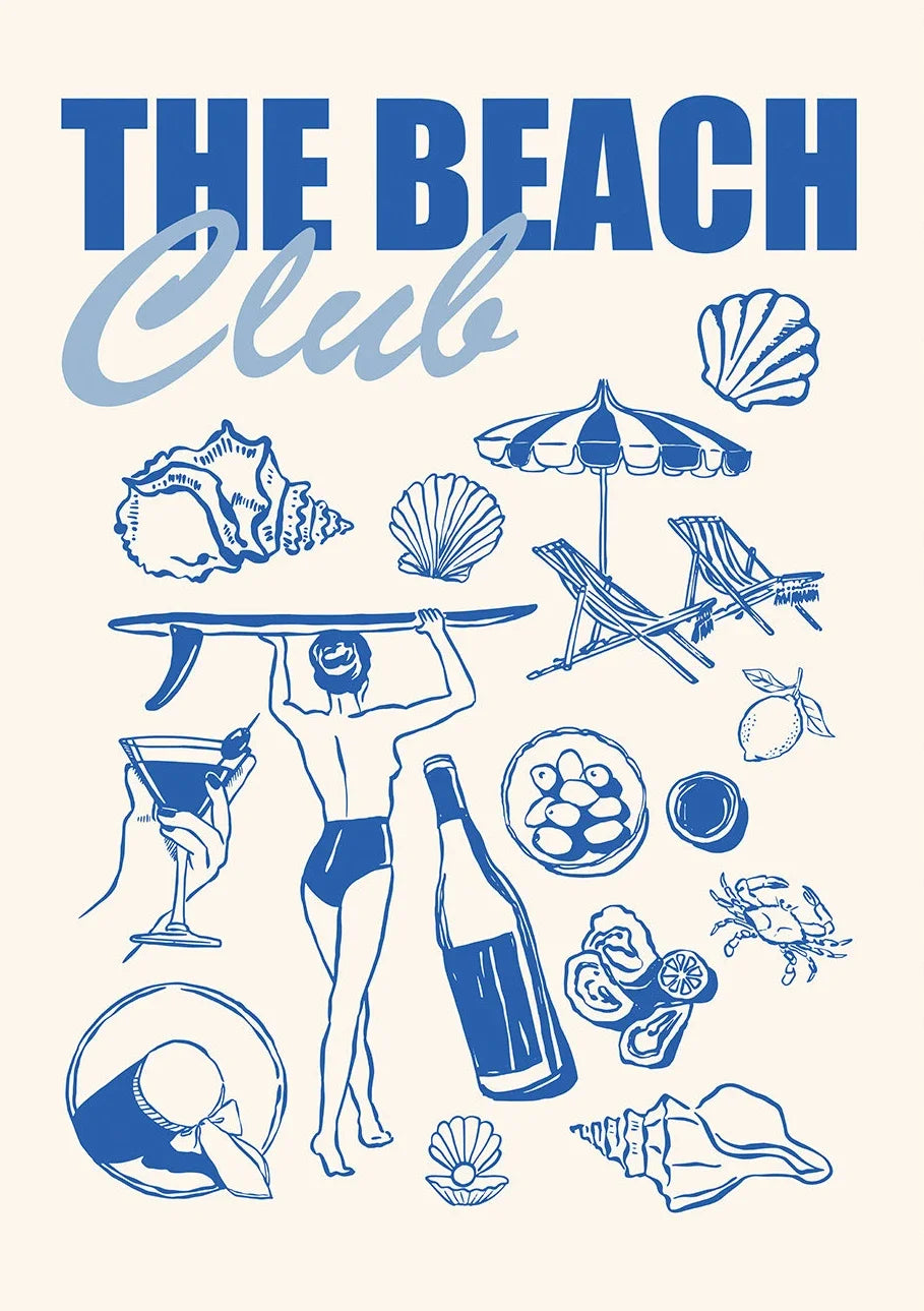 Somrig Poster – "Seashells Meet Me At The Beach" i La Dolce Vita-stil