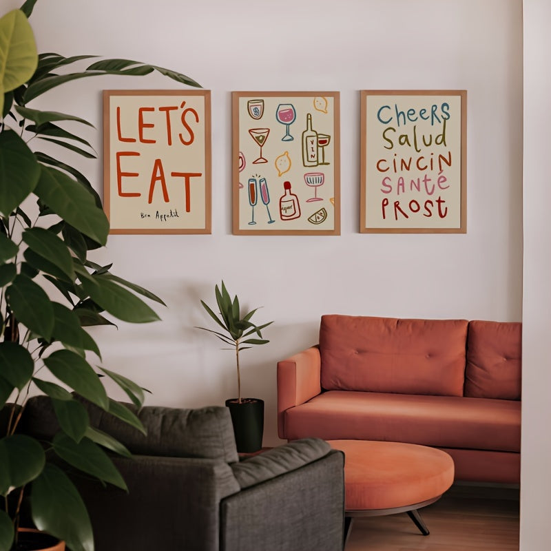 3-Pack Retro Posters – Mat, Kök & Vin med charm